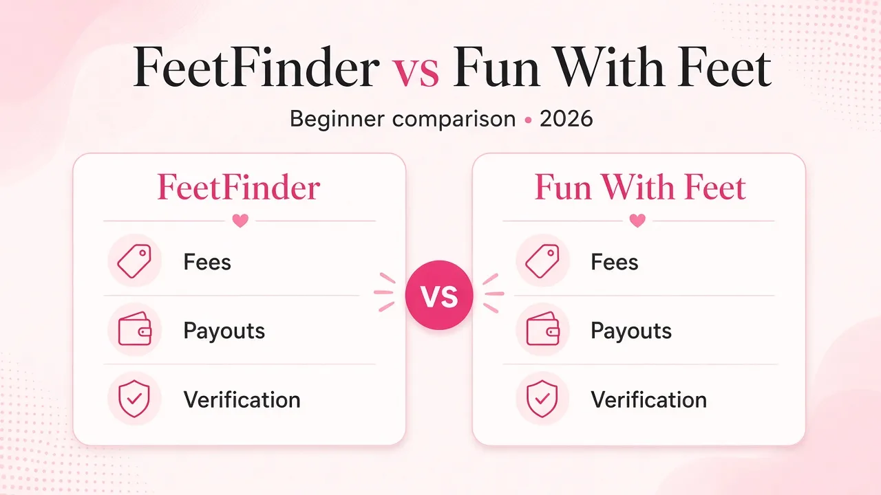 Side-by-side FeetFinder and Fun With Feet comparison cards in SellFeetOnline blush theme